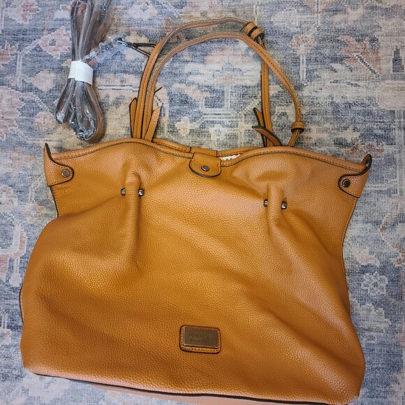 Tan-coloured Pepe Moll shoulde bag with handles and detachable shoulder strap - Picture 2 of 16